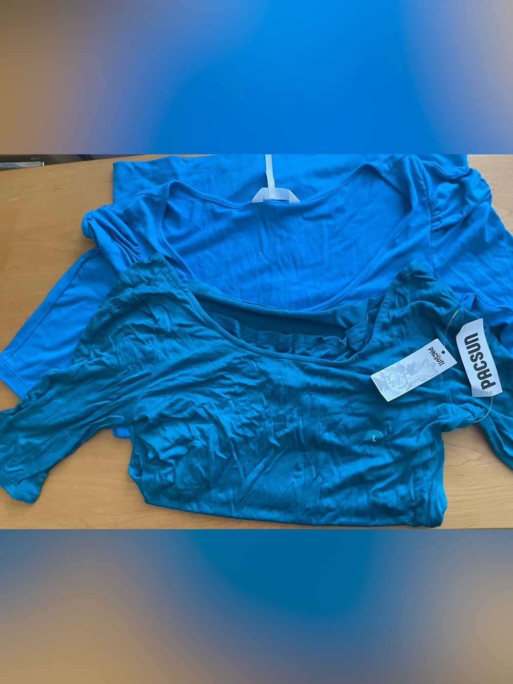 Bundle of 2 PacSun Y2K tops. Blue Scoop Neck Elbow Sleeve Tops. Medium-Large